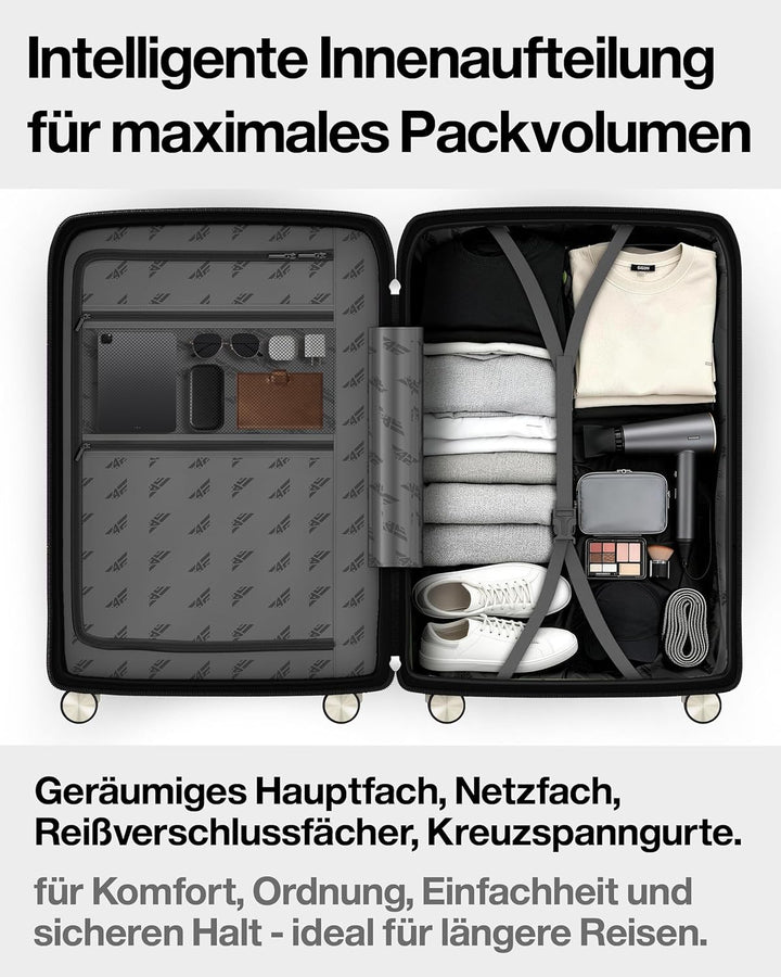 Leichter Hartschalen-Reisekoffer Set 4-teilig, Koffer Set mit TSA-Schloss, Doppelreissverschluss, Do