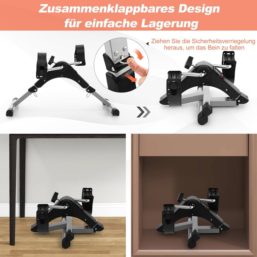 GOPLUS Pedaltrainer für Zuhause, Arm und Beintrainer für Senioren, Mini Bike Heimtrainer mit LCD-Dis