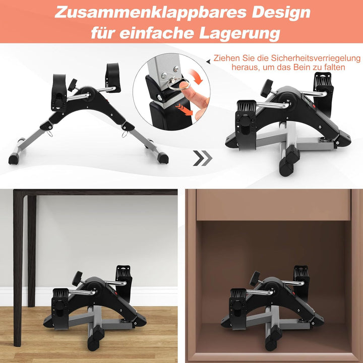 GOPLUS Pedaltrainer für Zuhause, Arm und Beintrainer für Senioren, Mini Bike Heimtrainer mit LCD-Dis