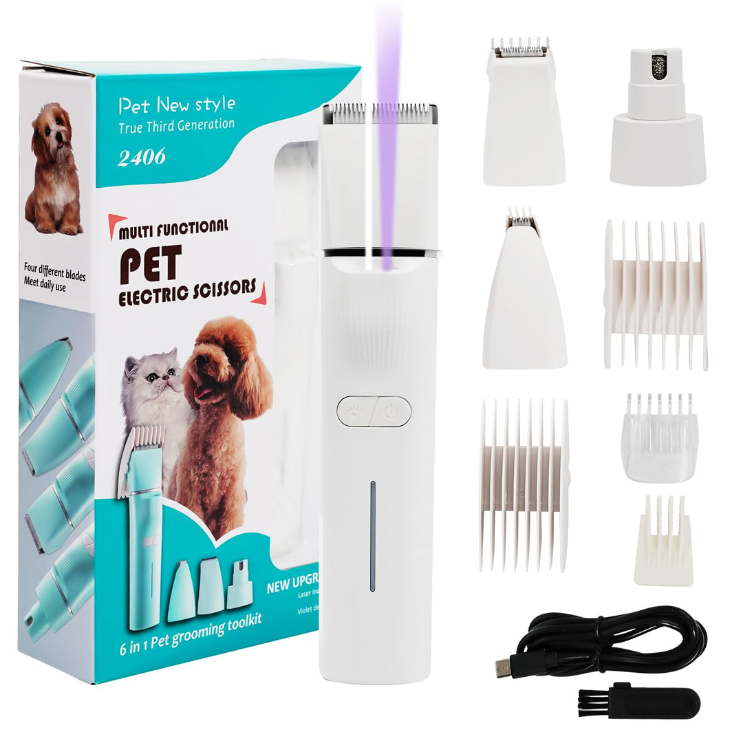 Leise Schermaschine Katze Set, 4 in 1 Haarschneidemaschine Mit LED-Licht, Profi Pfotentrimmer Für Hu