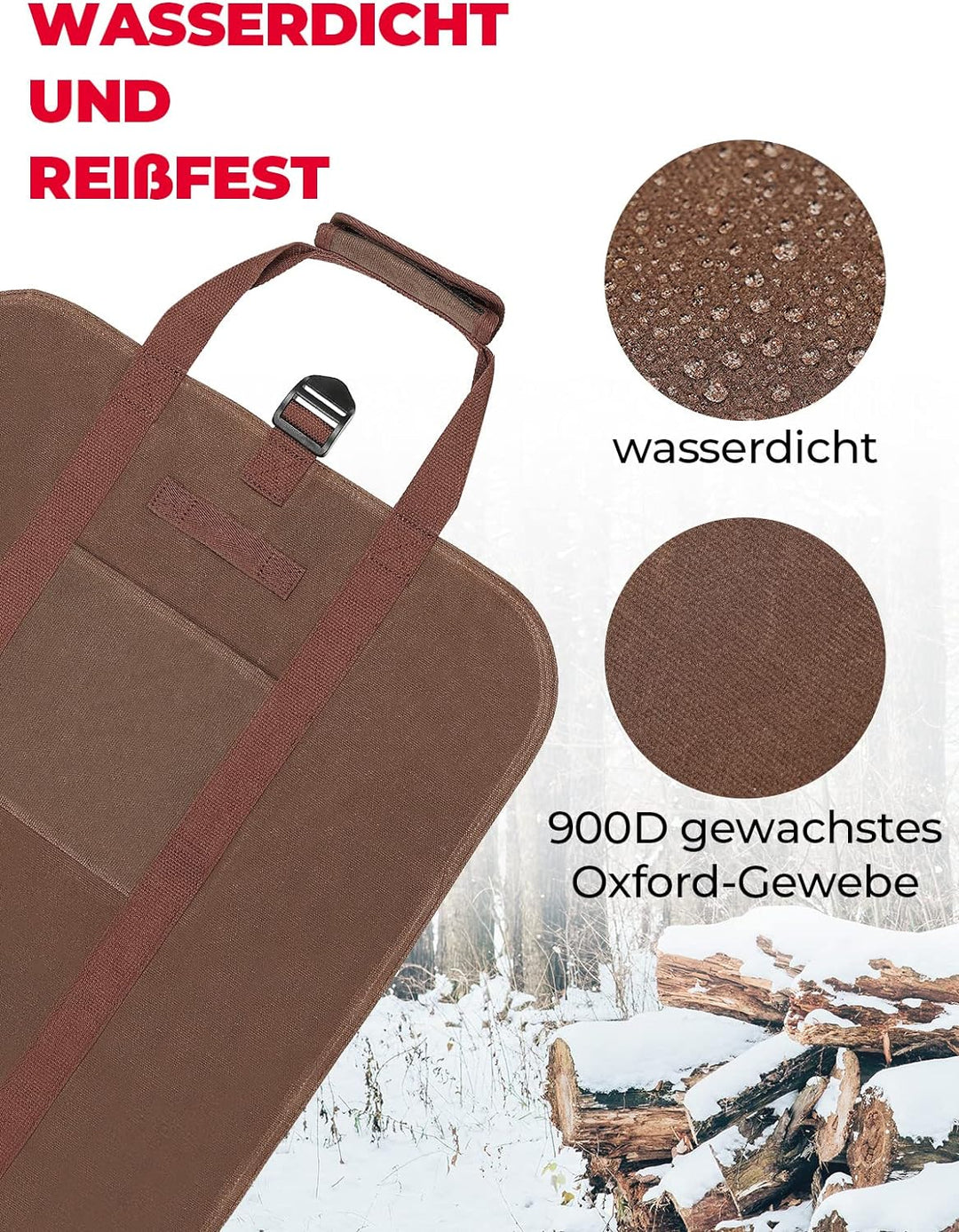 Kaminholztasche wasserdicht, faltbare Brennholztasche aus gewachste Oxford Gewebe, schwerlast, Kamin