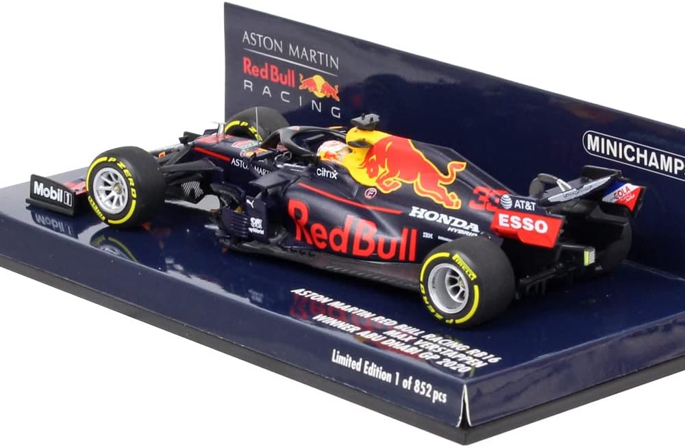 Minichamps 410201733 1:43 Aston Martin Red Bull Racing RB16-Max Verstappen-Winner Abu Dhabi GP 2020