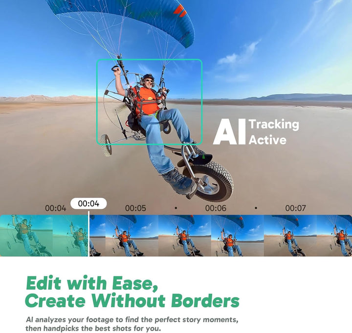 AKASO 360° Action Cam Creator-Set - 5.7K 72MP 360 Grad Actionkamera Duale 1/2" 48MP Sensoren, 2.29&
