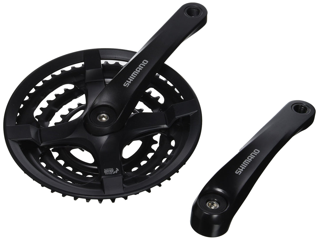 Shimano Tourney Alu-Kettenradgarnitur Kurbel 170 mm 48 / 38 / 28 Zähne mit Kettenschutzring, silber-