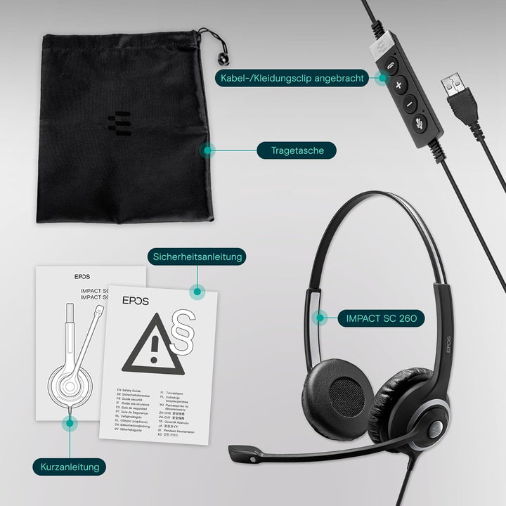 Sennheiser Auriculares Impact SC 260 USB MS II, BIAURICULARES