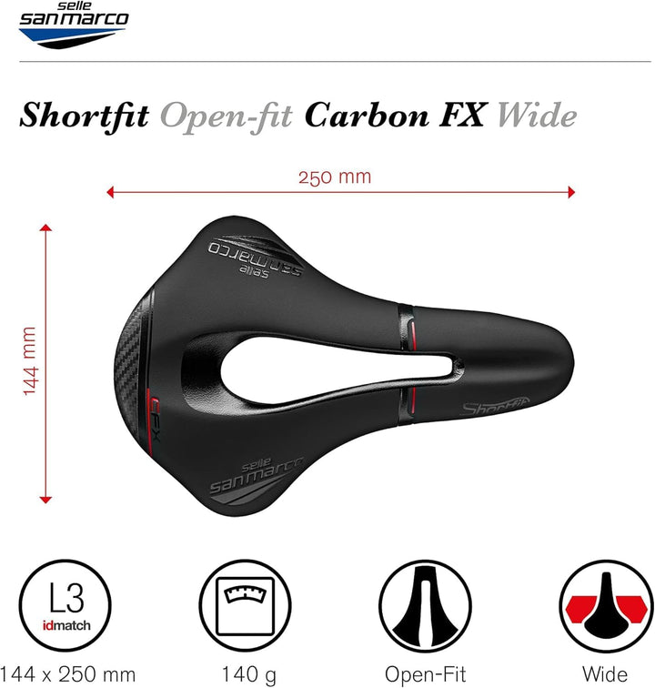 Selle San Marco Unisex – Erwachsene Shortfit Carbon Fx Sättel L3 black/black, L3 black/black