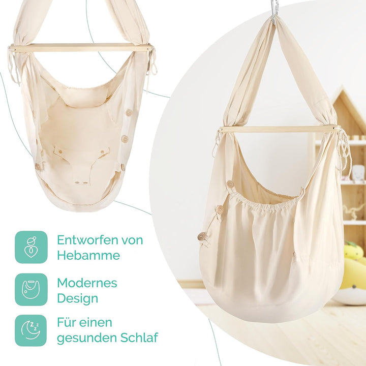 MAMMACITA® Federwiege Baby | Babywiege hängend | Babyhängematte für ruhigen Schlaf | Baby Ausstattun