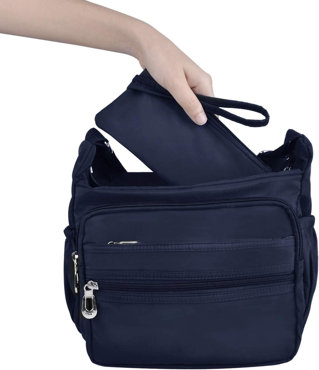 NOTAG Umhängetasche Damen, Wasserdicht Nylon Schultertasche Mehrfachtasche Handtasche mit RFID Geldb
