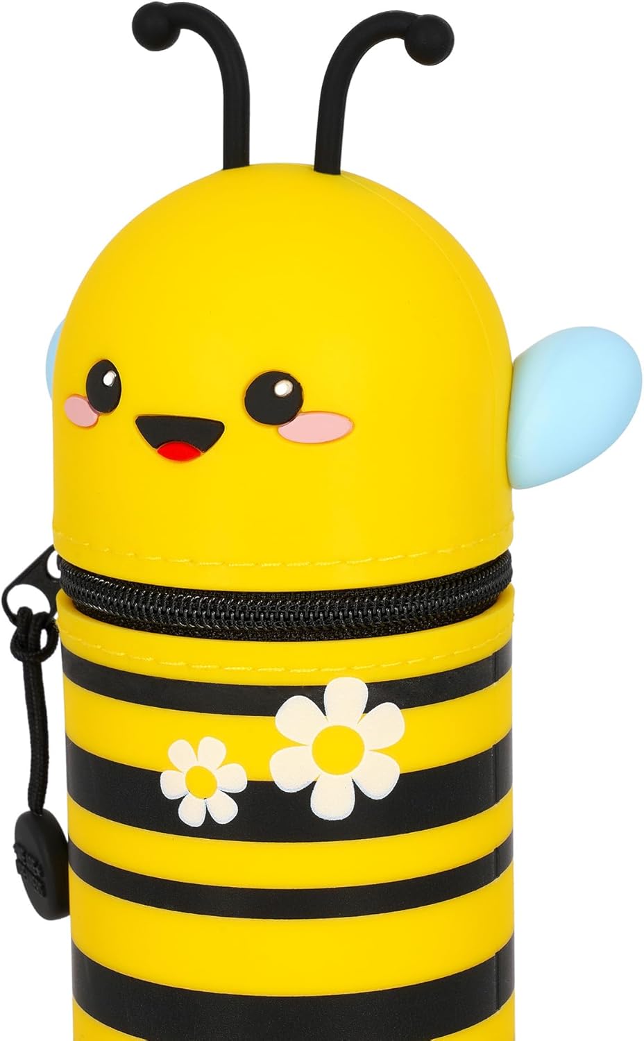 Legami - Kawaii 2-in-1 Schulmäppchen aus weichem Silikon, Tischstifthalter, Reissverschluss, Buntsti