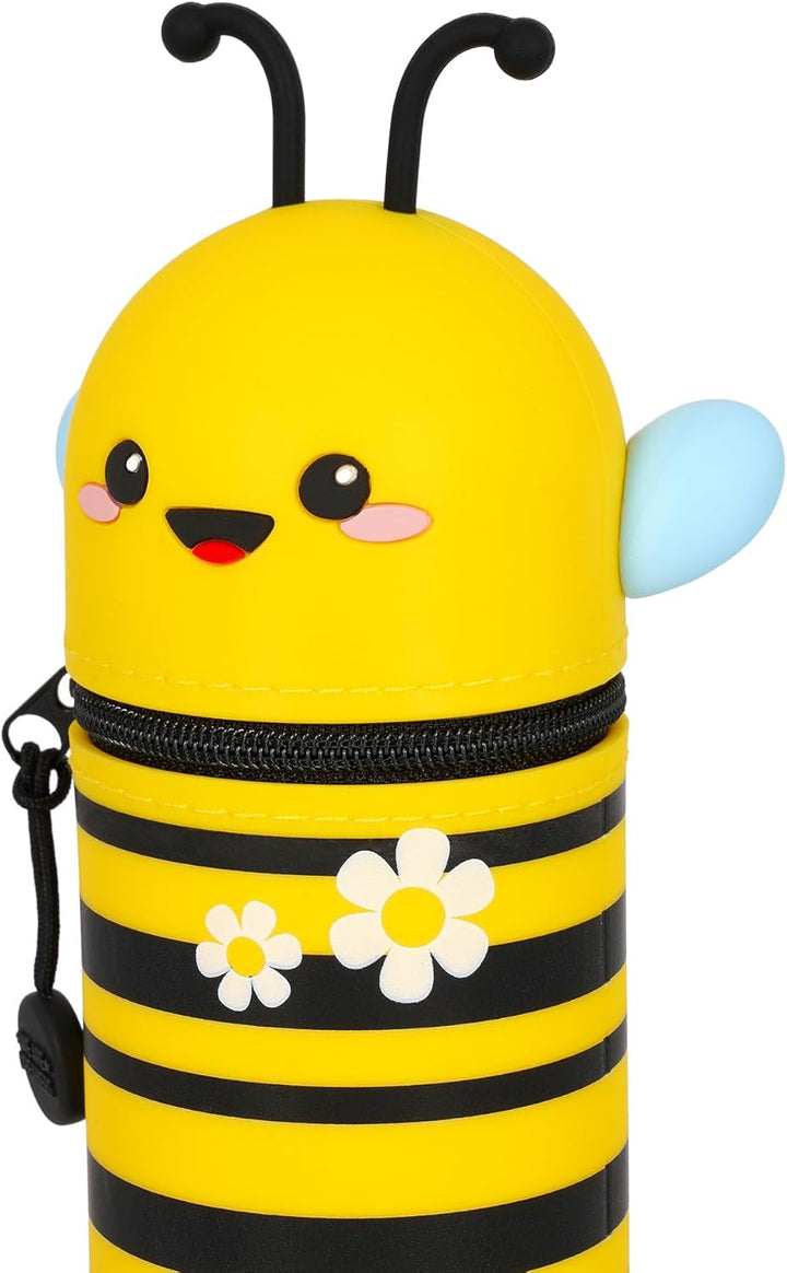 Legami - Kawaii 2-in-1 Schulmäppchen aus weichem Silikon, Tischstifthalter, Reissverschluss, Buntsti