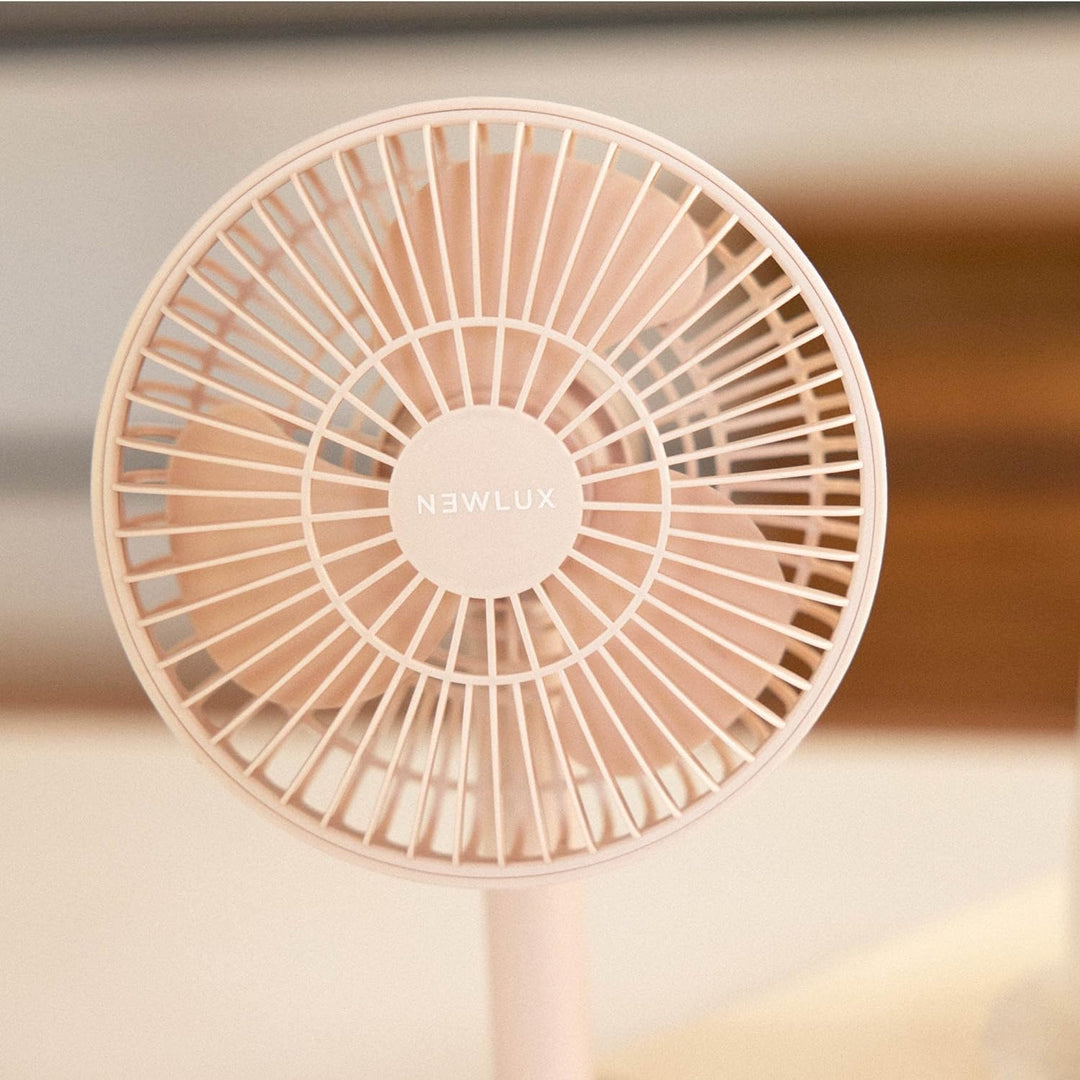 Newlux - Tischventilator USB Windpure Desk W300 mit 4 Gelängen, schwenkbarer Kopf, Lithium-Akku bis