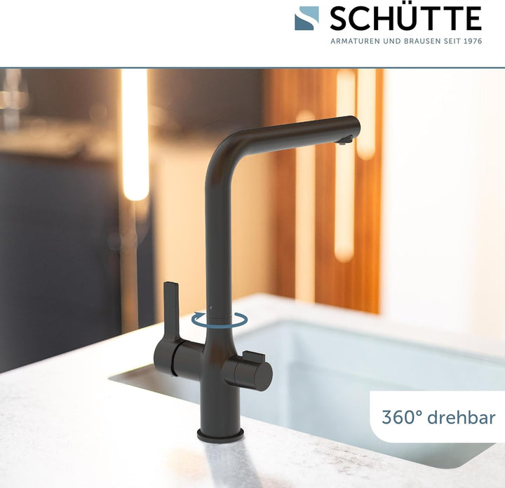 SCHÜTTE 99860 AQUASTAR PRO Trinkwasser-Spültischarmatur mit Filtersystem, 3 Wege Küchenarmatur, Küch