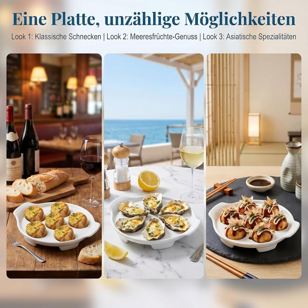 2 StüCk Schneckenpfanne Keramik Schneckenschale Schneckenteller Backform Für 6 Schnecken, Porzellan