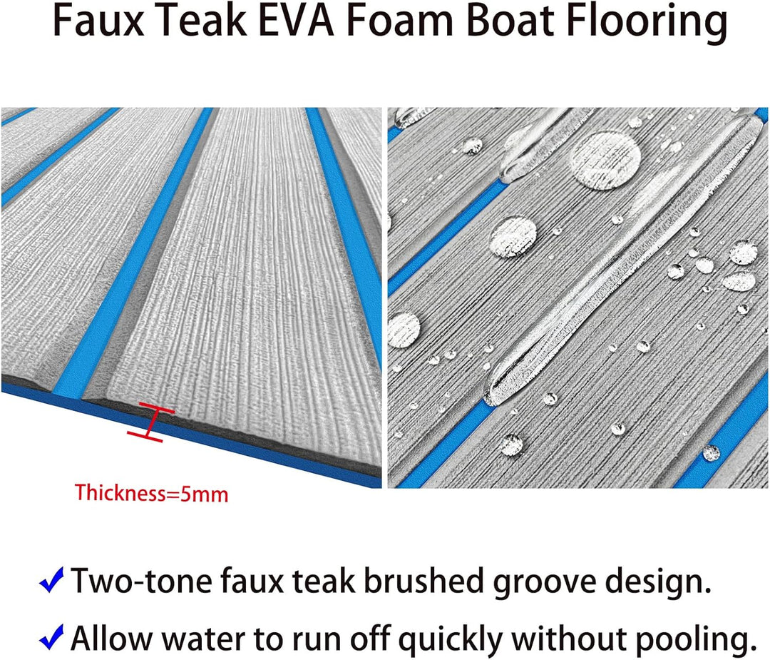 Hzkaicun Eva Schaum Boot 240x17/41/60/90 cm, Teakholz Eva Schaum Bodenbelag, Selbstklebende Deck Tep