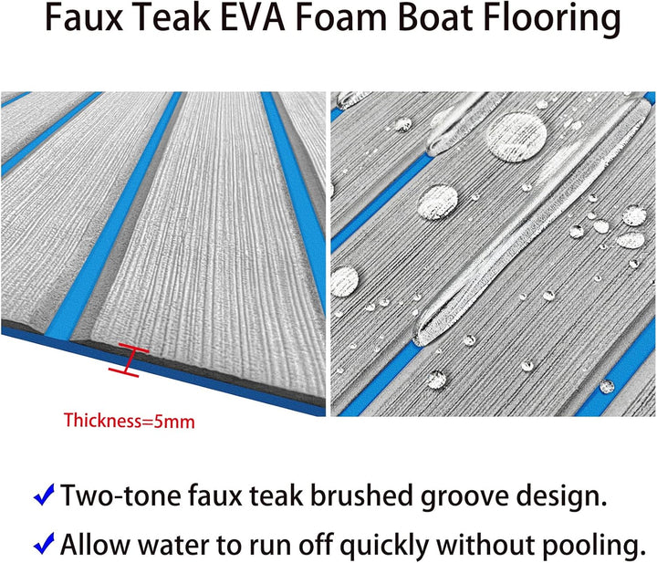 Hzkaicun Eva Schaum Boot 240x17/41/60/90 cm, Teakholz Eva Schaum Bodenbelag, Selbstklebende Deck Tep