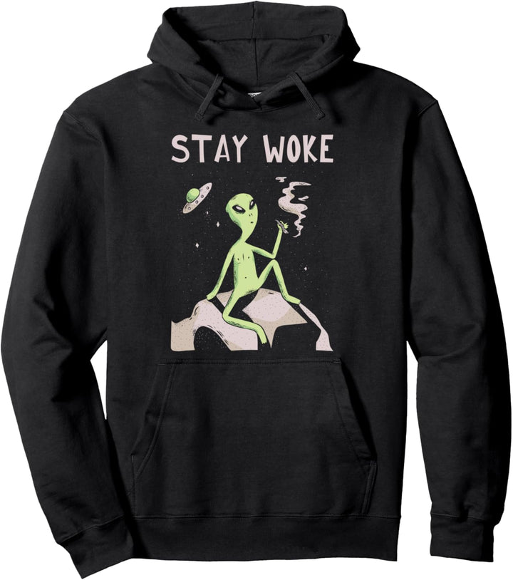 Bleiben Sie wach Ausserirdische Aliens UFO 420 Maryjane Weed Pullover Hoodie