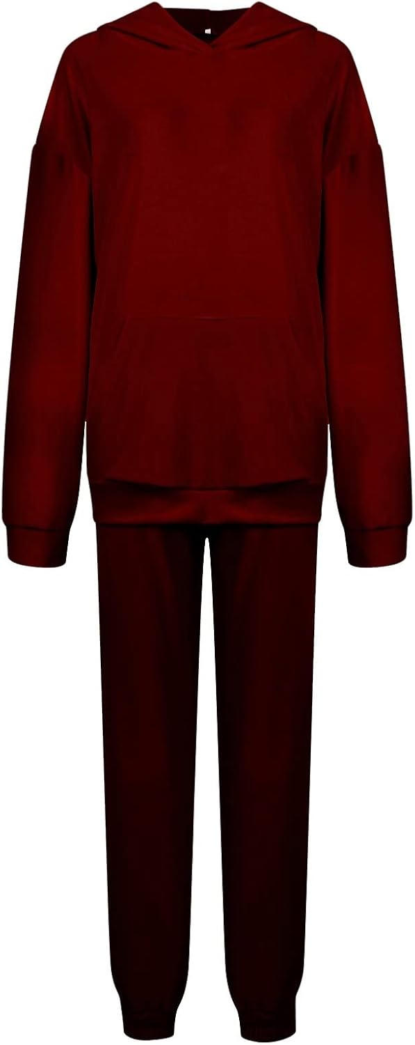 Ansenesna Hausanzug Samt Damen Velour Plüsch Winter Elegant Jogginganzug Frauen Mit Kapuze Freizeita