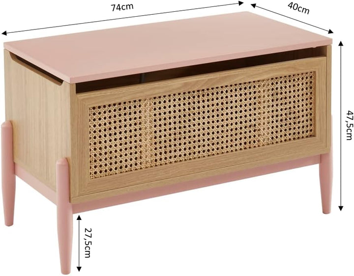 BAÏTA Spielzeugkiste Pablo Rosa und Rattangeflecht, Rosa