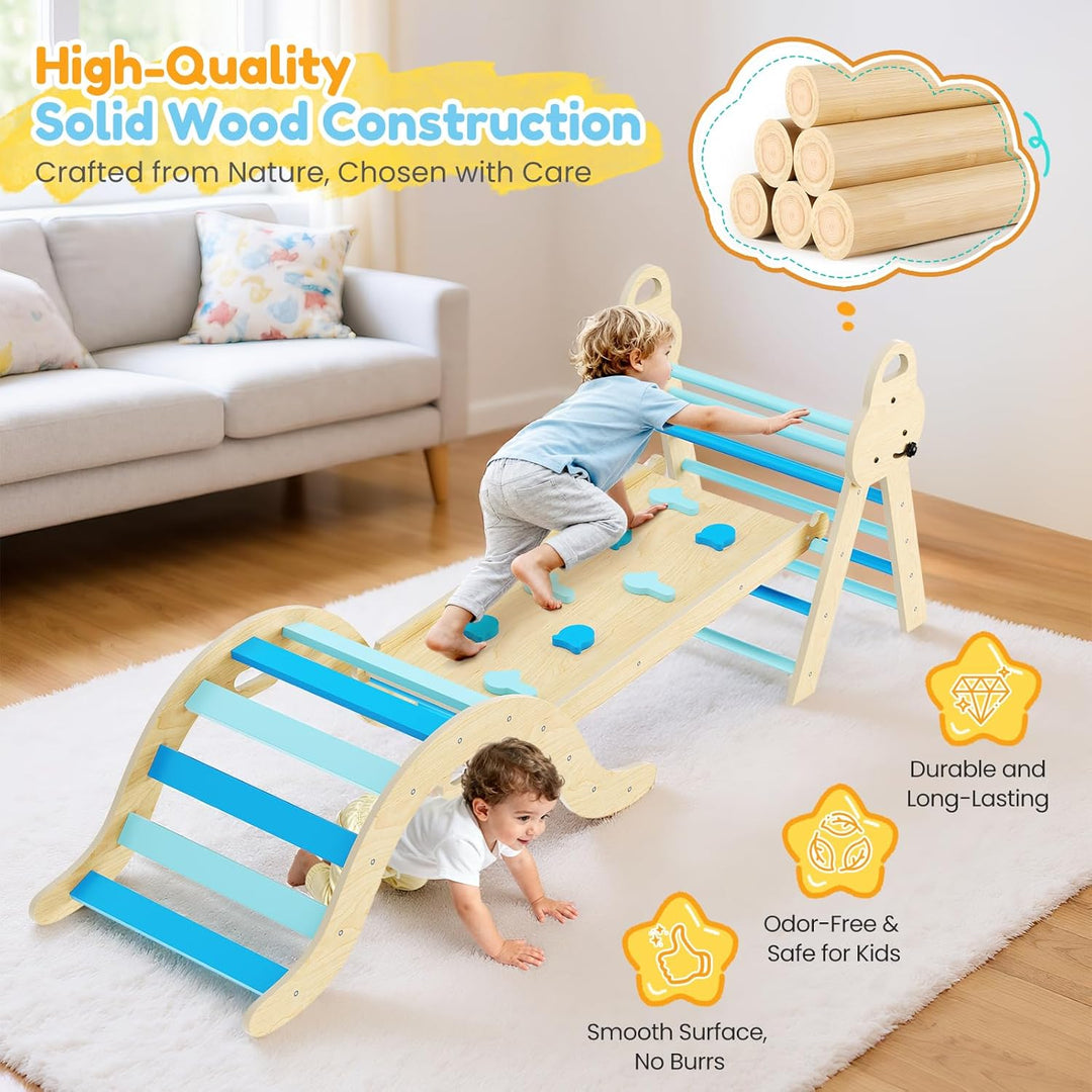 Klettergerüst Montessori 7-in-1 Kletterdreieck, Indoor, 25 Jahre Neue Upgrades für weiches, waschbar