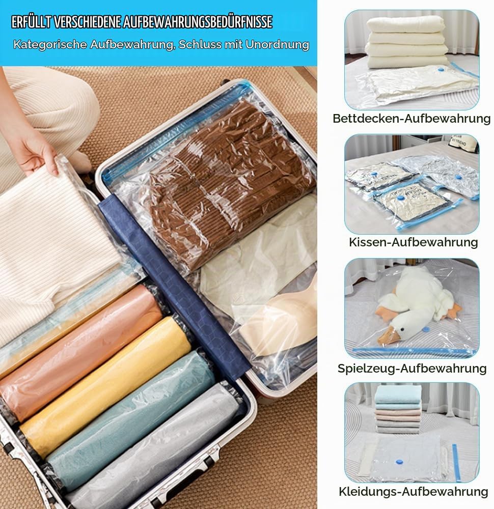 10 Stück Vakuumbeutel für Kleidung 30X40 cm,Wakumsäcke Kleidung Staubsauger,Vakuumierbeutel Bettdeck