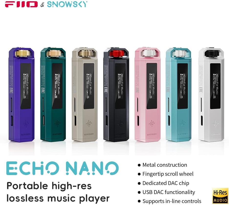 FiiO SnowSky Echo Nano Retro Tragbarer MP3-Player mit Fingerspitzen-Scrollrad, 3,5-mm-Ausgang, USB-D