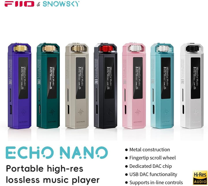 FiiO SnowSky Echo Nano Retro Tragbarer MP3-Player mit Fingerspitzen-Scrollrad, 3,5-mm-Ausgang, USB-D