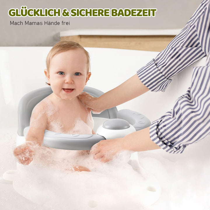 Baby Badesitz - Badewannensitz ab 6 bis 24 monate - Badewannen mit 4-starken Saugnäpfen und 360° Run