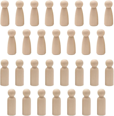 Sixfolo 30 Stück Holzfiguren zum Bemalen,Unvollendete Holz Spielfiguren Natur Kleine Holzfiguren Pup
