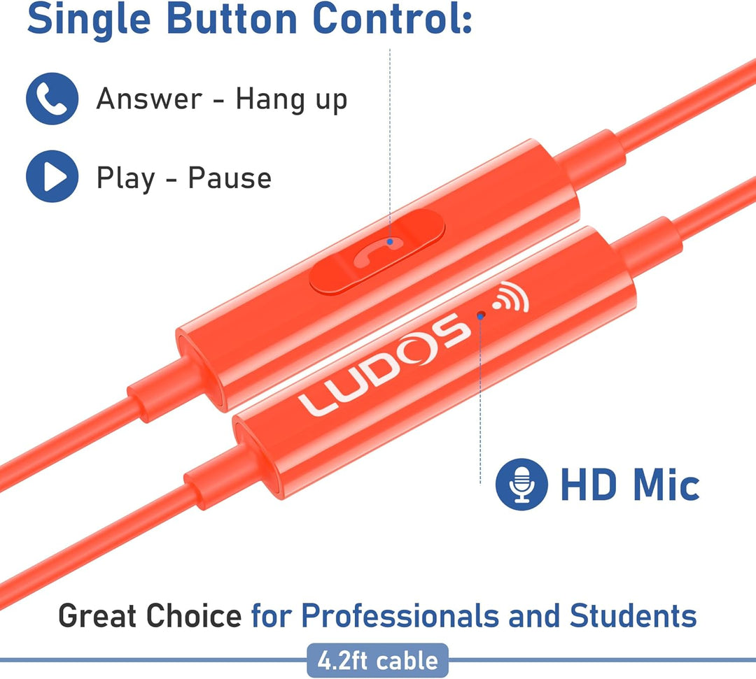 LUDOS Zenith Kopfhörer In Ear Kopfhörer mit Kabel und Mikrofon, 2-Jahre Garantie, In Ear Ohrhörer, 3