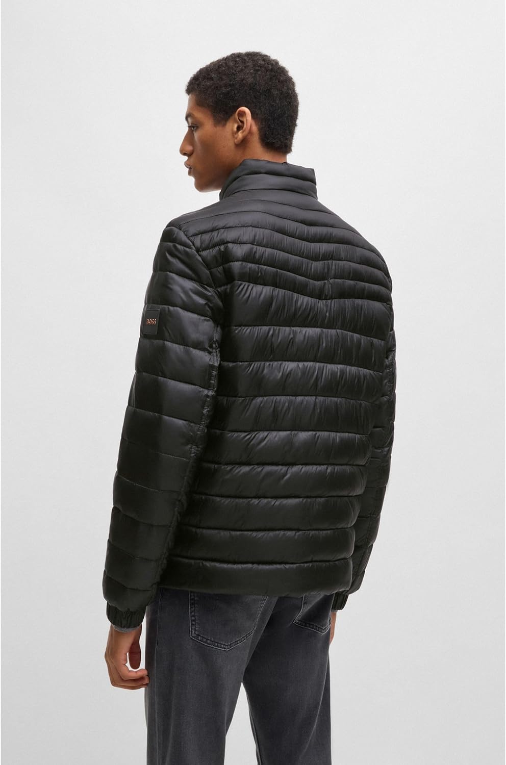 BOSS Herren Oden1 Wasserabweisende Steppjacke mit Logo-Aufnäher 46 Black1, 46 Black1