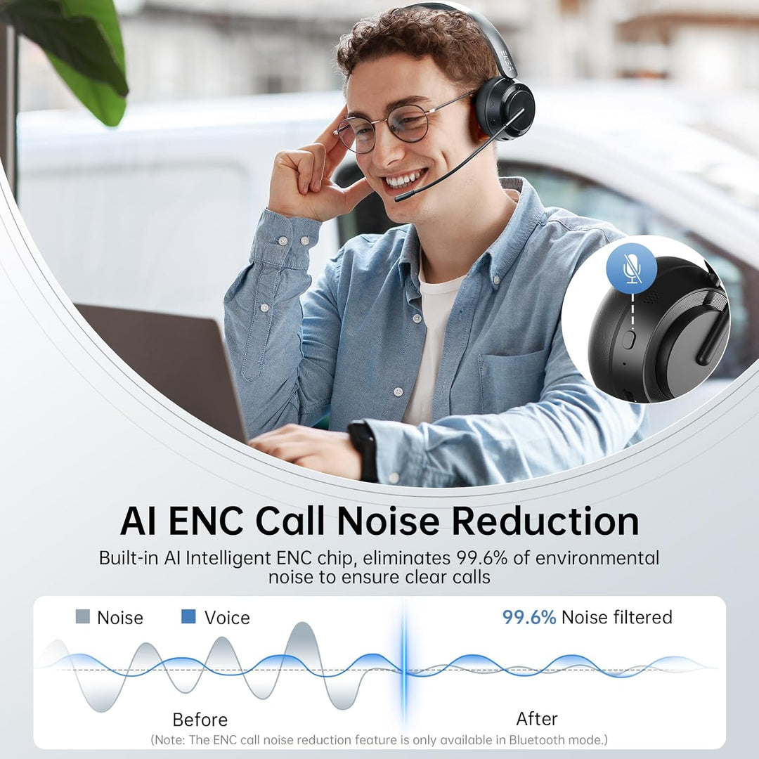 EKSA H35 Bluetooth Headset, Wireless Headset mit Mikrofon, [25 Stdn Spielzeit & 169g Ultraleichtes]