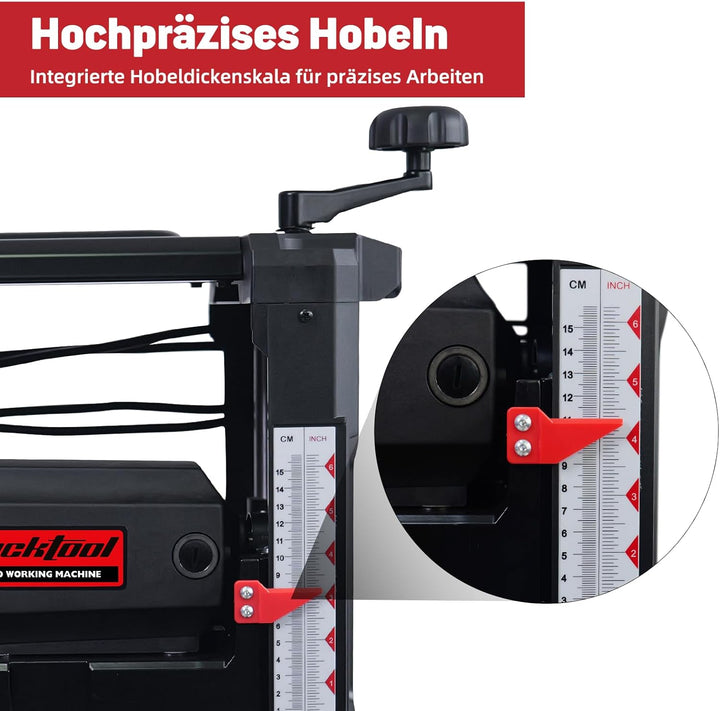Bucktool Dickenhobelmaschine 330 mm, 1800 W, 9500 U/min, Durchlasshöhe/-breite 152/330 mm, max. 3 mm