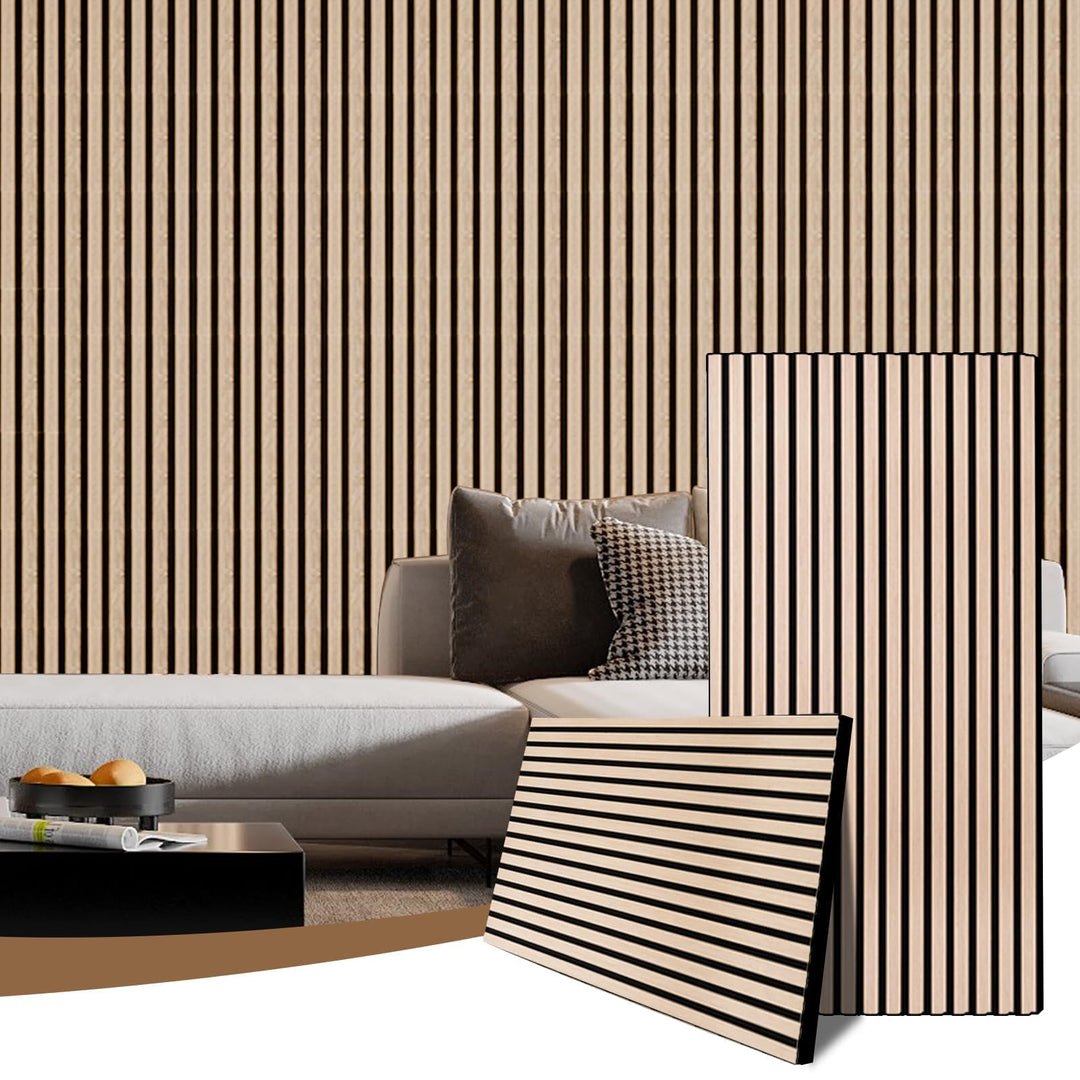 AKK-PANE Akustikpaneele Holz 120x60cm, 2 Stück 1,44m² 3D Wandpaneele Holz, Akustik Paneele Wand für