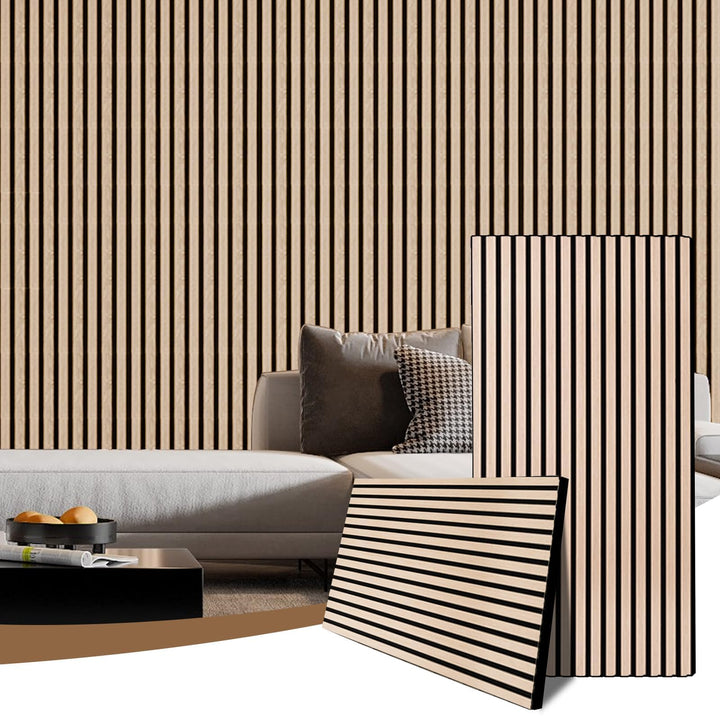 AKK-PANE Akustikpaneele Holz 120x60cm, 2 Stück 1,44m² 3D Wandpaneele Holz, Akustik Paneele Wand für