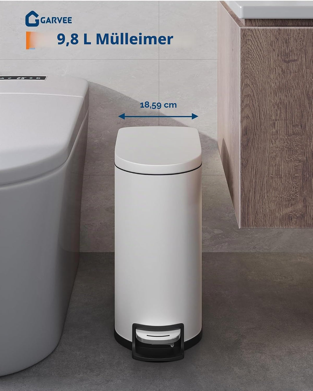 GarveeHome 10 Liter badezimmer mülleimer aus Edelstahl mit Deckel, schlankes und wasserdichtes Desig