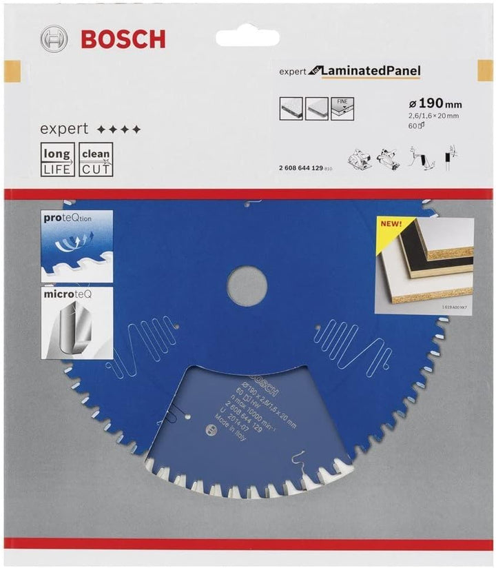 Bosch Professional 1x Kreissägeblatt Expert for Laminated Panel (Laminat, Sägeblatt Ø 190 x 20 x 2,6