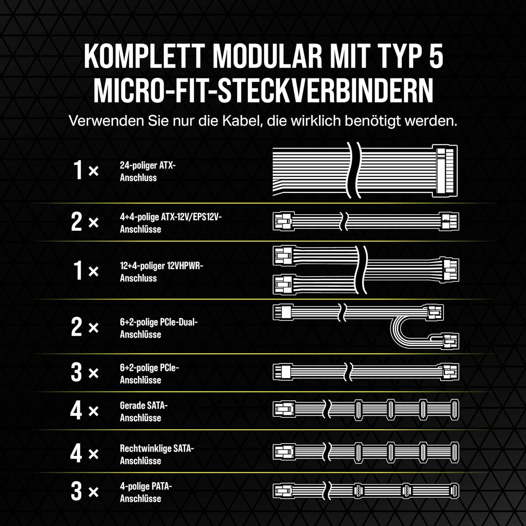 Corsair SF1000L Vollmodulares, Geräuscharmes SFX-Netzteil - ATX 3.0- Und PCIe 5.0-Kompatibel - Leise