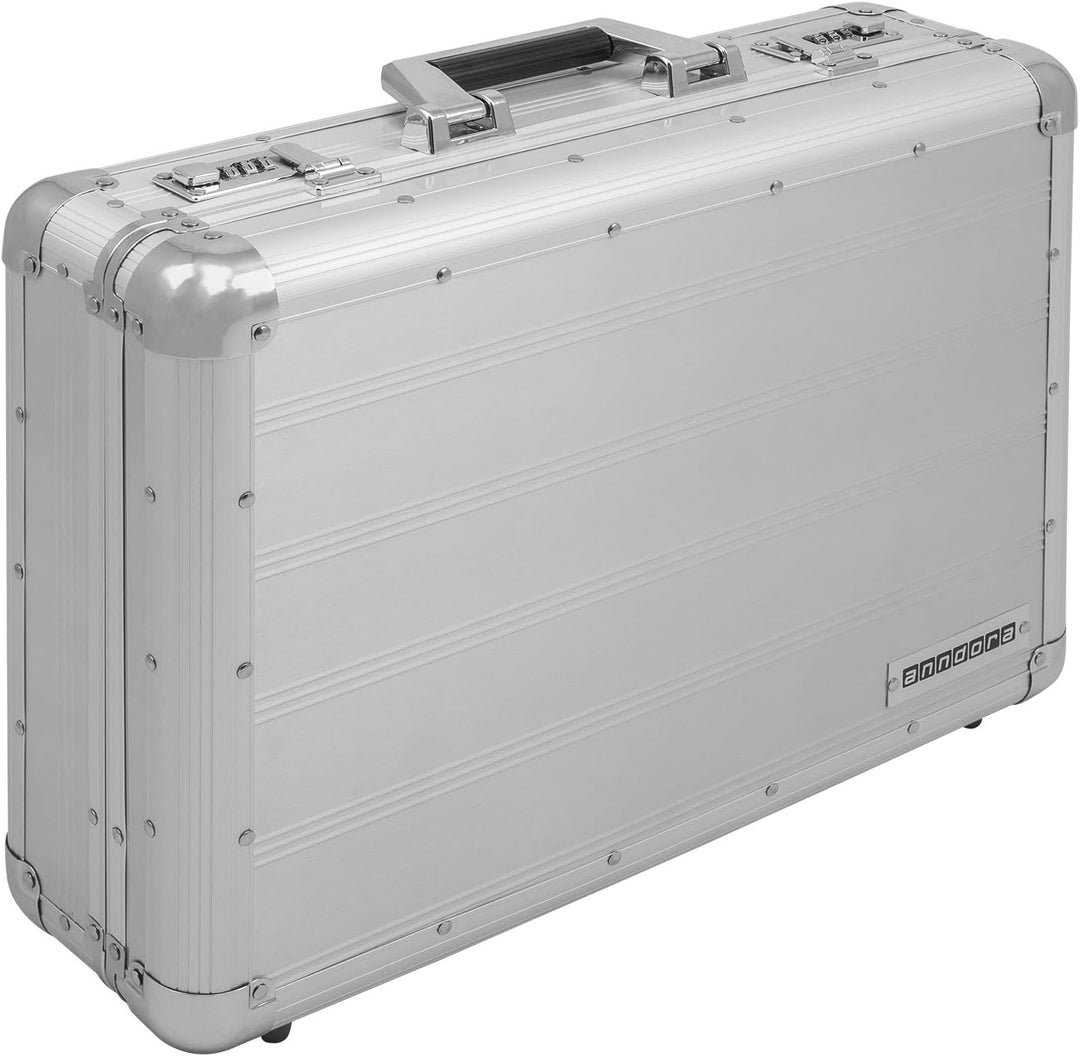 anndora Aktenkoffer Aluminium Attaché Koffer Silber - Zahlenschloss abschliessbar Silber Aluminium,