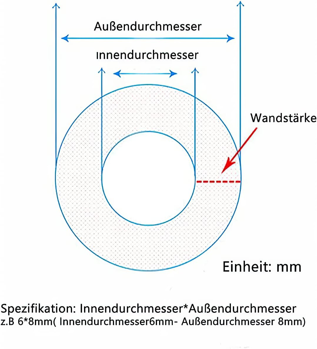 TEN-HIGH 5m Flexibler Silikonschlauch 7mm ID x 11mm AD, Wandstärke 2mm, Wasser Luft Schlauch 5m 7x11