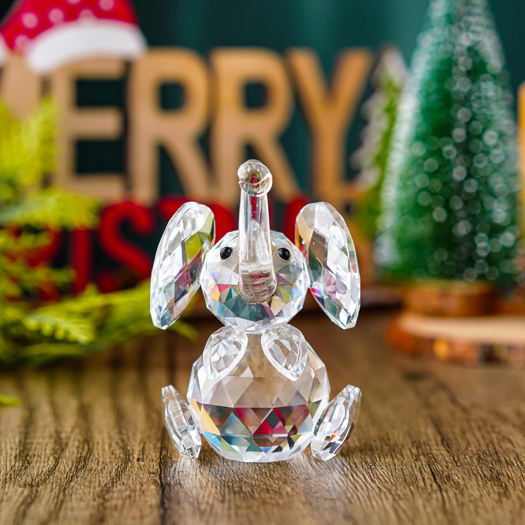 H&D Niedliche Elefanten-Figur, aus geschliffenem Glas, Ornament, Tier-Sammelstück Transparent, Trans
