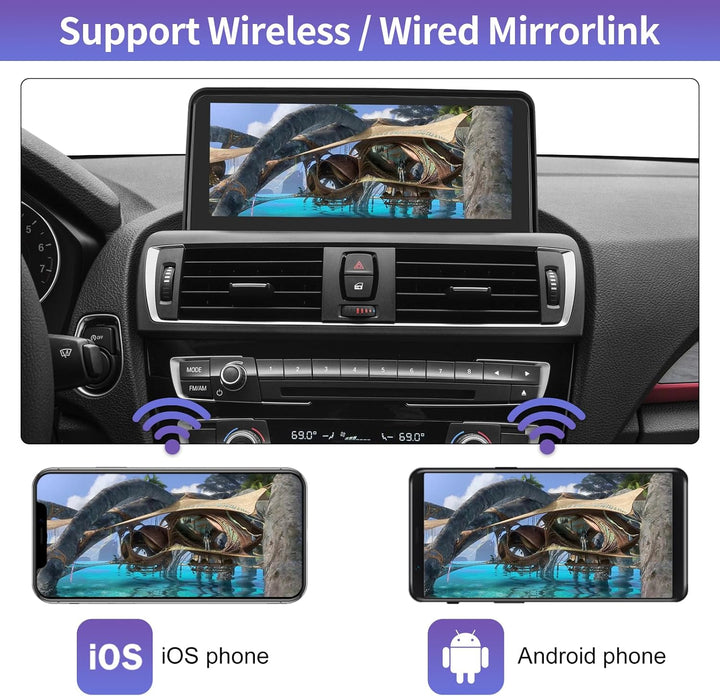 Road Top Autoradio 10,25 Zoll Car Radio, Kabellos CarPlay/Android Auto/Mirrorlink/Navigation für BMW