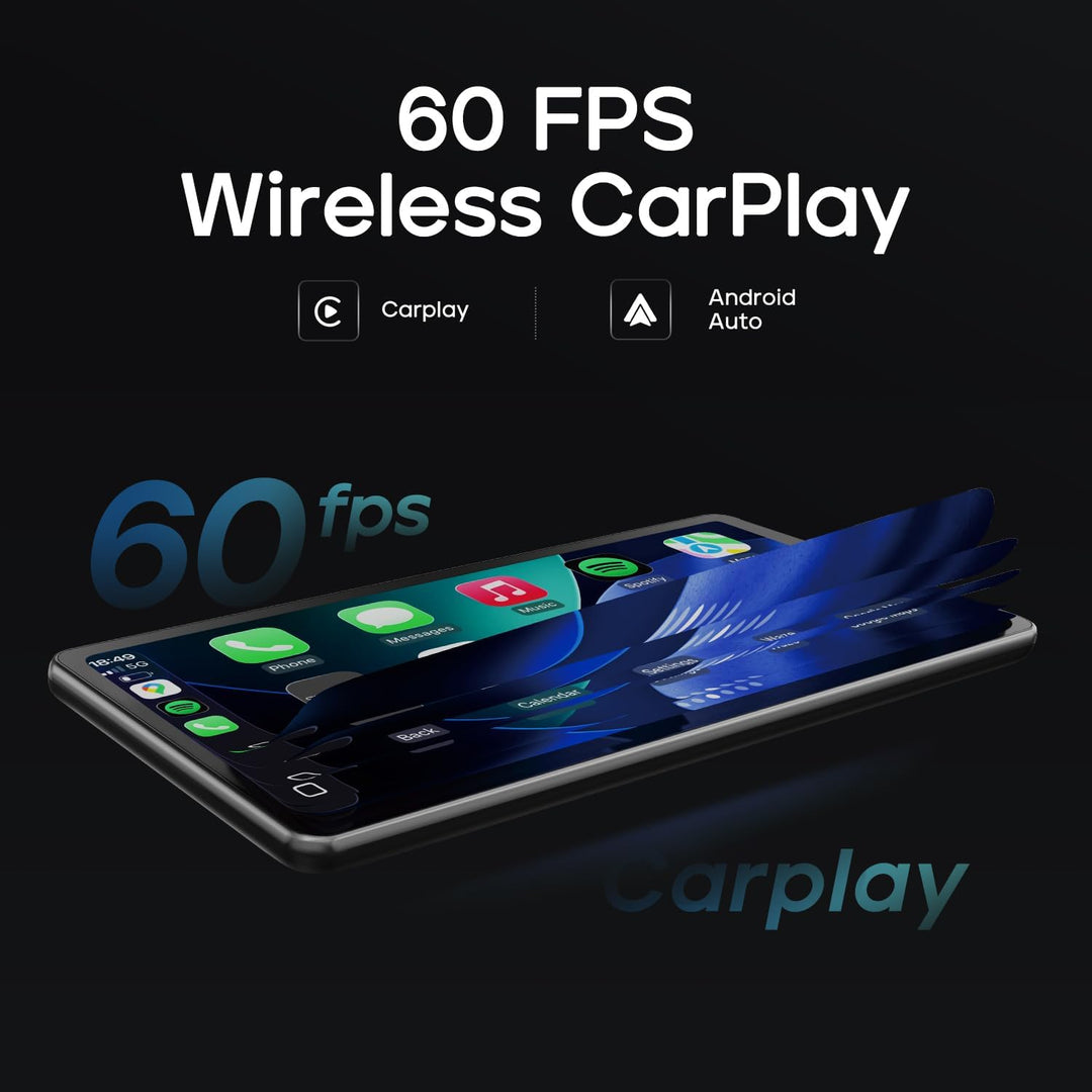 CarpodGo T4 8,9" 60 fps – Tragbares Auto-Display mit kabellosem & kabelgebundenem CarPlay, unterstüt