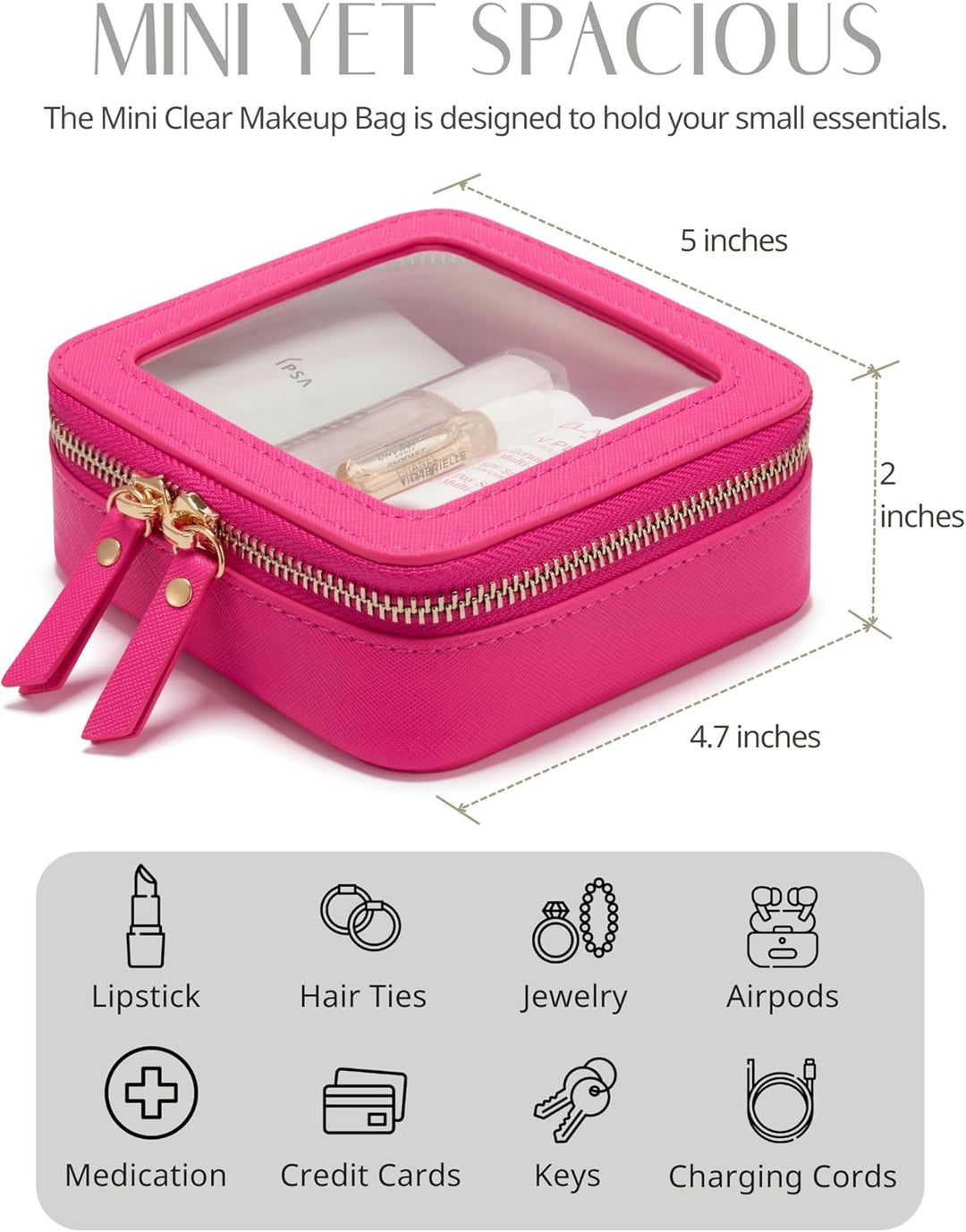 Popvibe Transparente Make-up-Tasche, Reise-Kosmetiktasche, transparenter Kulturbeutel mit Reissversc