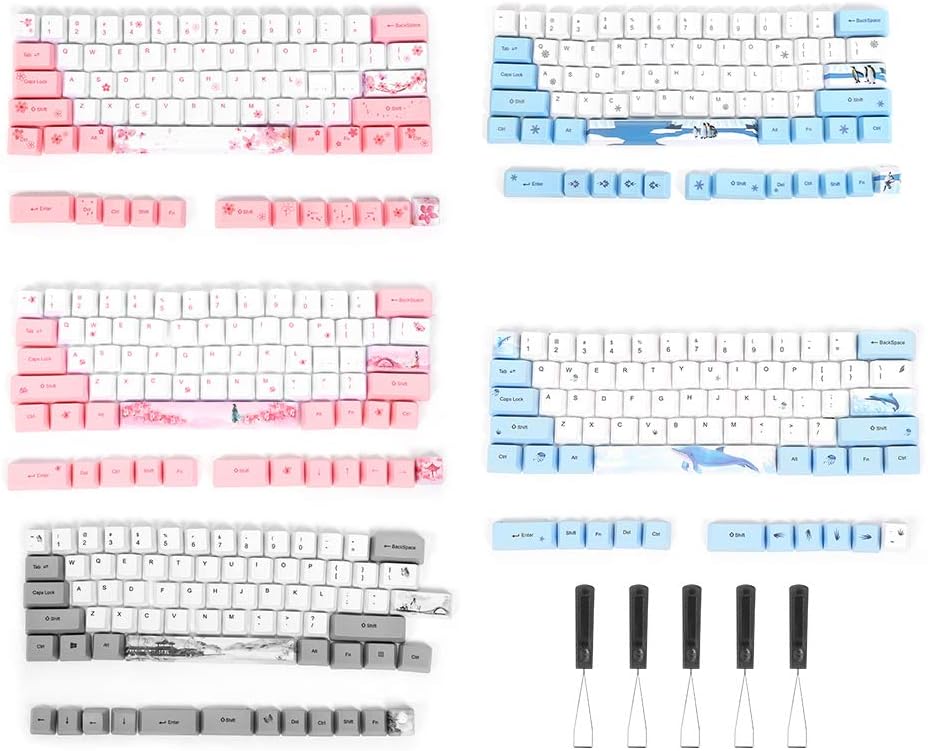 Dpofirs 73 Universelle Tastenkappen mit niedlichem Muster für mechanische Computertastatur, PBT Cust