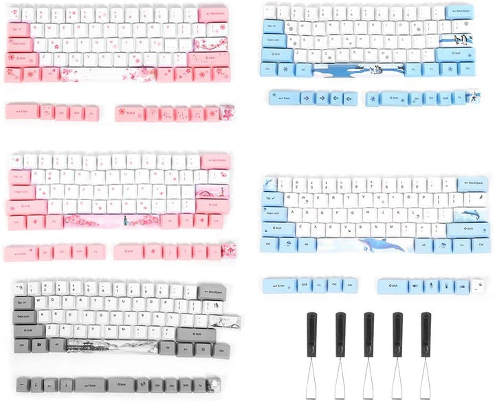 Dpofirs 73 Universelle Tastenkappen mit niedlichem Muster für mechanische Computertastatur, PBT Cust