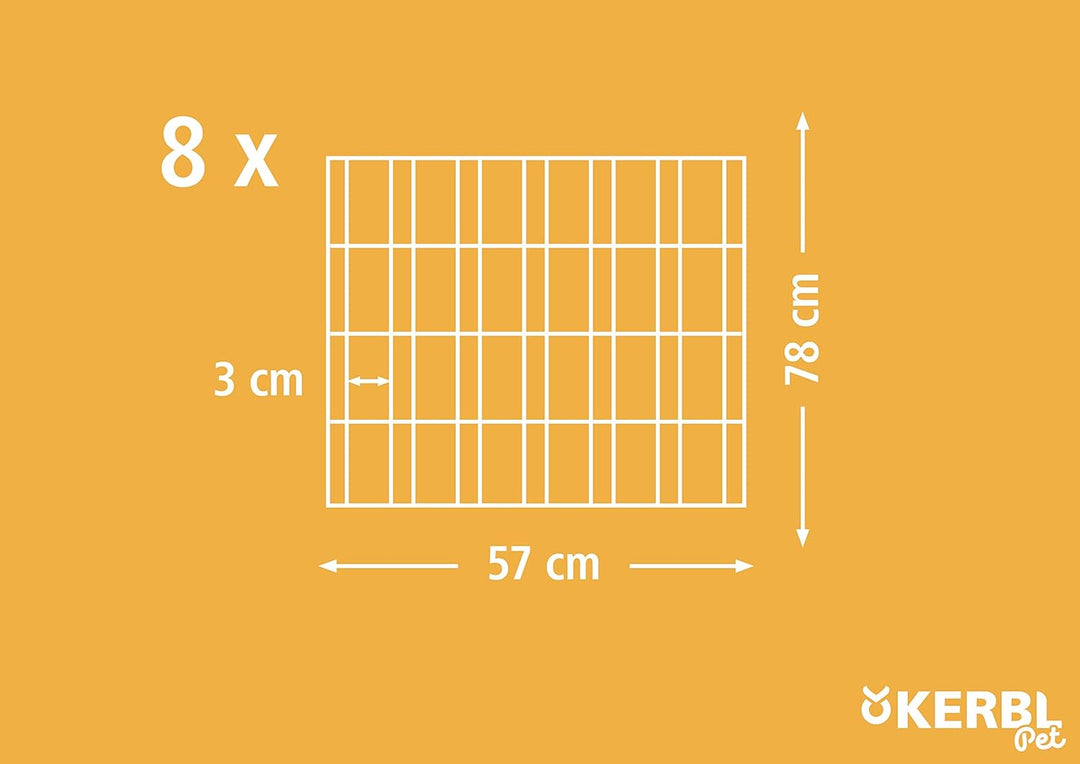 Kerbl Kleintiergehege (ø 143 cm, 8 Zaunelemente je 57 x 78 cm, Metall pulverbeschichtet, Gitterabsta