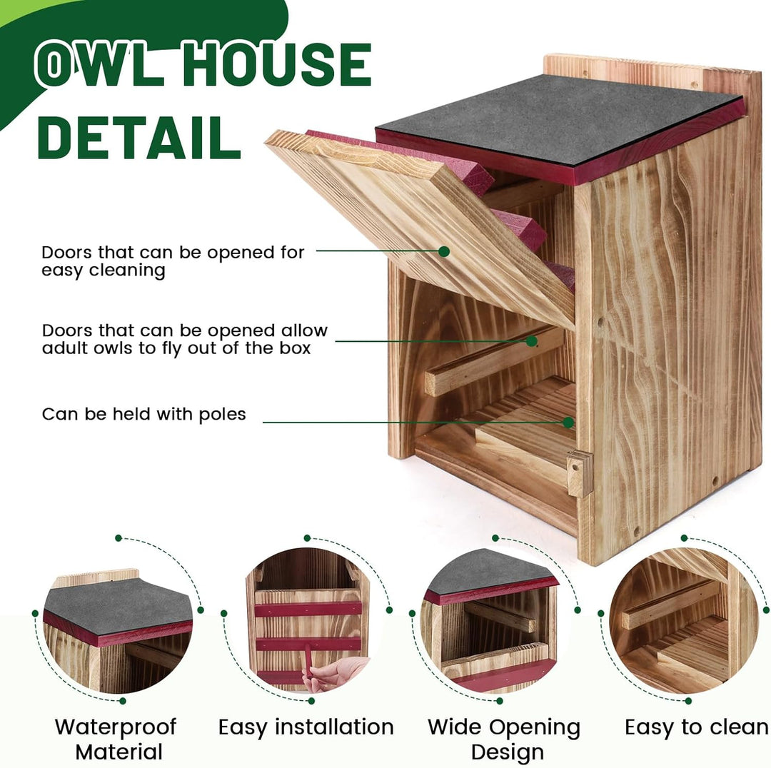 Eulenhaus aus Holz, wasserdichter Eulen-Nistkasten, Vogelhäuser für draussen mit Befestigungsschraub