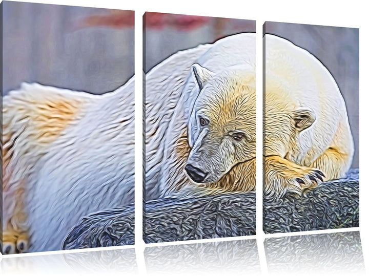 schlafender Eisbär Spezial 3-Teiler Leinwandbild 120x80 Bild auf Leinwand, XXL riesige Bilder fertig