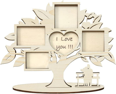 Pekiedo Bilderrahmen Lebensbaum aus Holz, Mehrfach-Bilderrahmen Love You, Geschenkidee für Freundin,