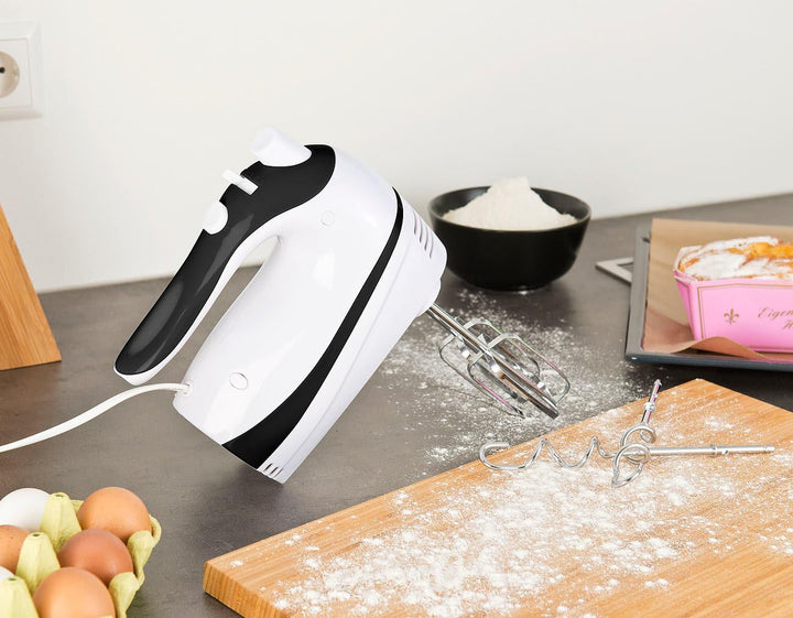 Rosenstein & Söhne Handmixer: Handrührer mit 5 Geschwindigkeiten & Turbo, 4 Haken, bis 500 Watt (Rüh